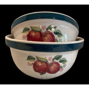 Two Unique Casuals Nesting Serving Bowls with Apple Design